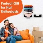 Rak topi akrilik yang dipasang di dinding, isi dua, hitam, cocok untuk penyimpanan topi di lemari, kamar tidur, garasi, dan pintu.